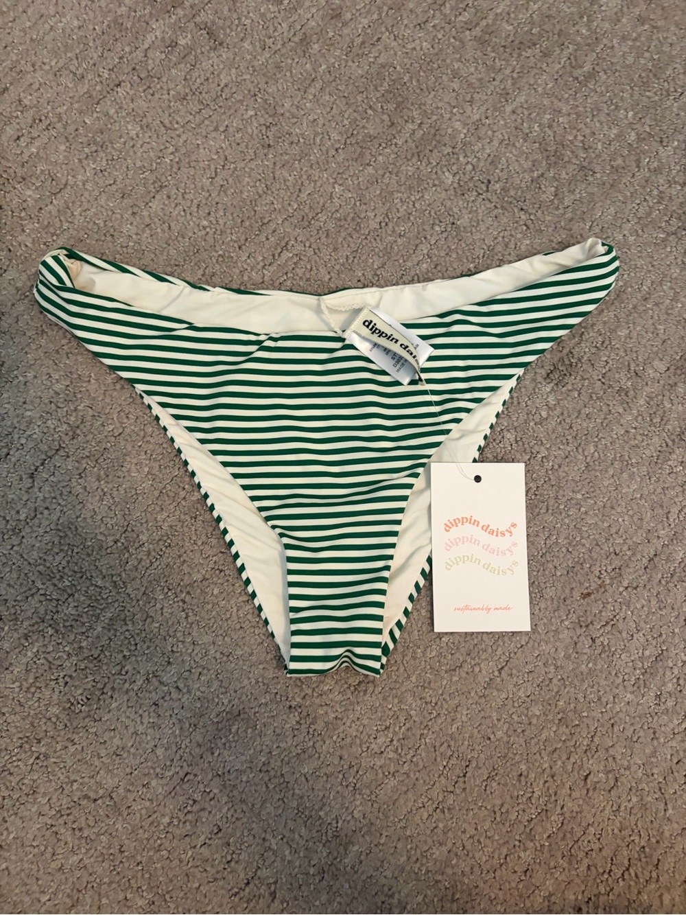 Dippin' Daisy's Green & White Striped Bikini Bottom